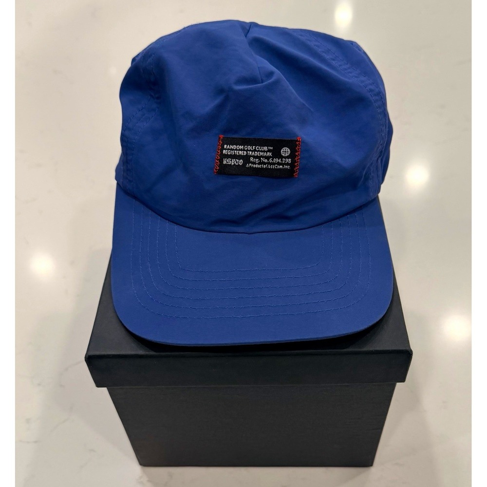 Random Golf Club Solid Blue/Black Nylon Golf Hat Cap Adjustable Logo One Size